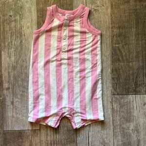 Hanna Andersson 100% cotton pink striped sleeveless romper 2T